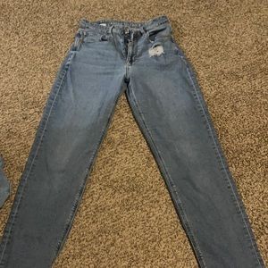 stretch mom jean denim blue wash
